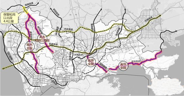 南光高速公路是广东省高速公路s33,也是联系深圳光明,松岗与石岩,南山